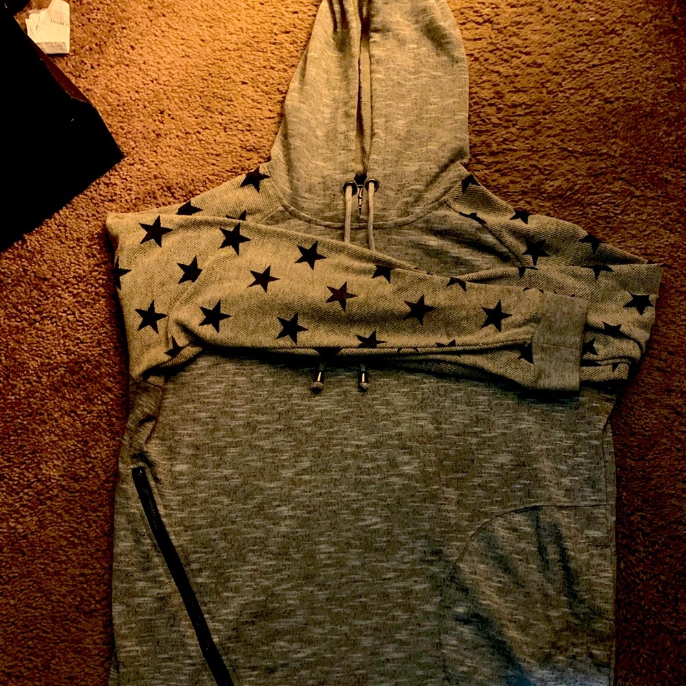 Grey Hoodie with designer zipper.